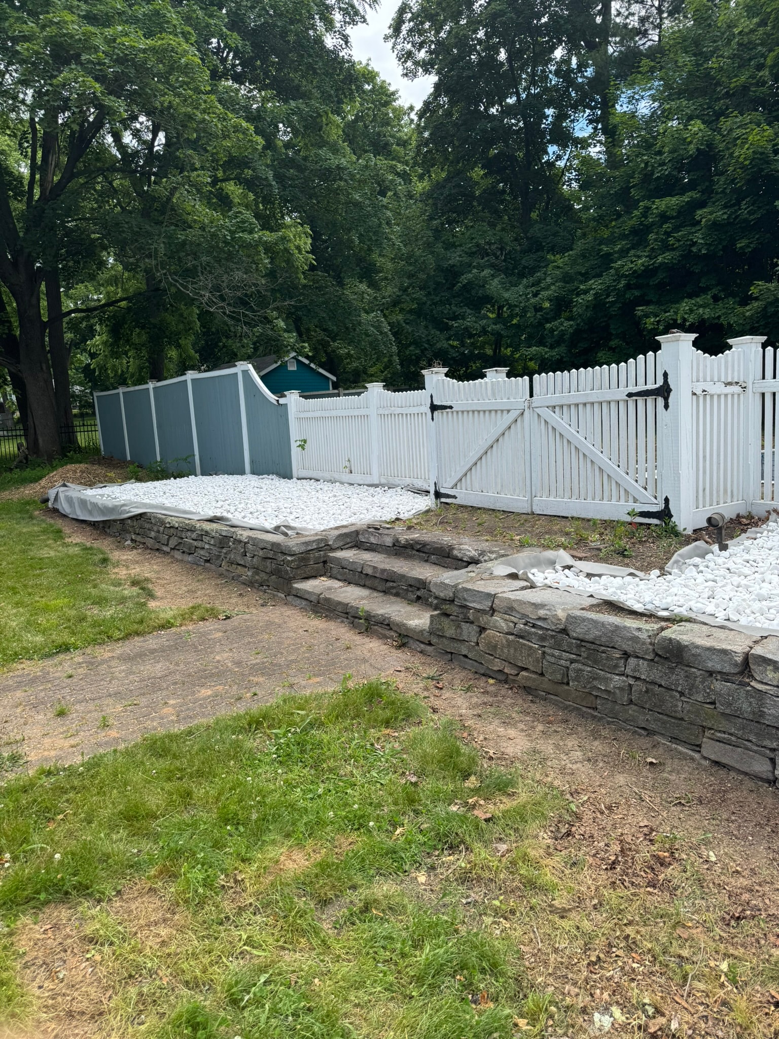 Stone Retaining Wall — Wide View